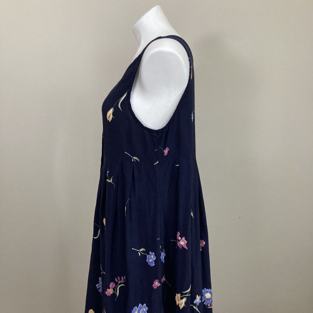 Vintage 90s Grunge Express Floral Sundress Button Up Maxi Dress Navy Women Large - Picture 5 of 8